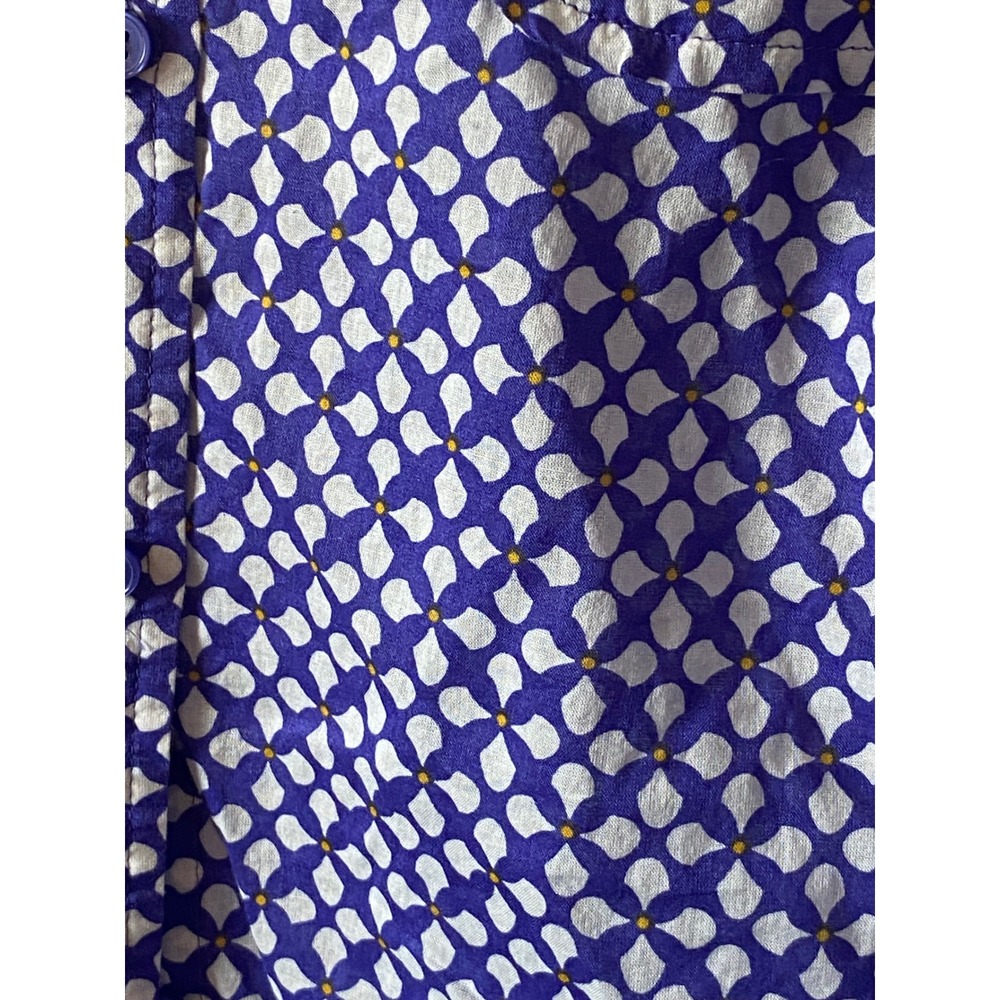 LOFT Women's Small Blue Yellow Geometric Print Long Sleeve‎ Button Down Shirt - Picture 5 of 6